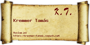 Kremmer Tamás névjegykártya