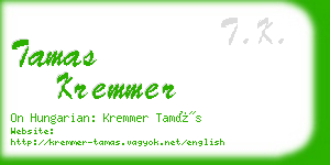 tamas kremmer business card